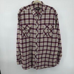 GuideGear VTG Timeless Western Rugged Burgundy/White Plaid Shirt Flannel Sz2XL